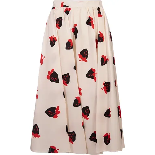 Strawberry Print Pleated Midi Skirt , female, Sizes: S - Msgm - Modalova