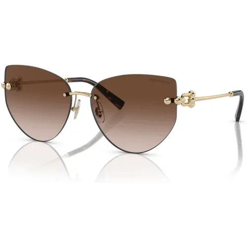 Gold Brown Shaded Sunglasses , female, Sizes: 60 MM - Tiffany - Modalova
