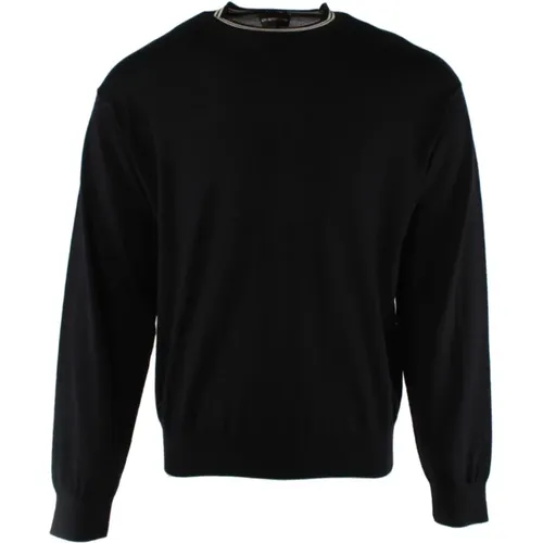 Navy Wolle Herren Pullover , Herren, Größe: S - Armani - Modalova