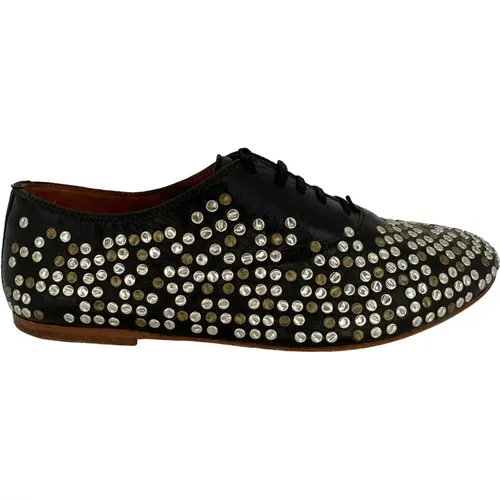 Studded Lace-up Flats , female, Sizes: 4 1/2 UK - Saint Laurent - Modalova