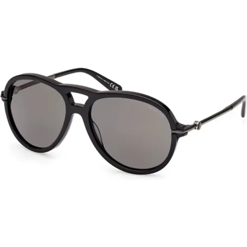 Peake Ml0288 01A Sungles - Shiny /Smoke , unisex, Sizes: 60 MM - Moncler - Modalova