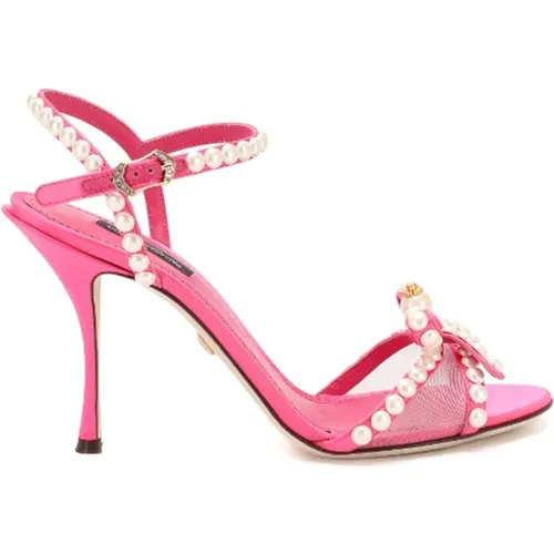 Perlenverzierte Sandalen , Damen, Größe: 36 1/2 EU - Dolce & Gabbana - Modalova