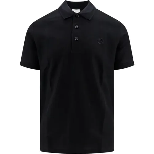 Schwarzes Poloshirt Gerippter Kragen - Burberry - Modalova
