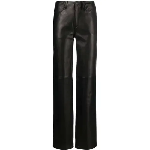 Mid-rise straight-leg leather trousers , female, Sizes: XS - alexander wang - Modalova