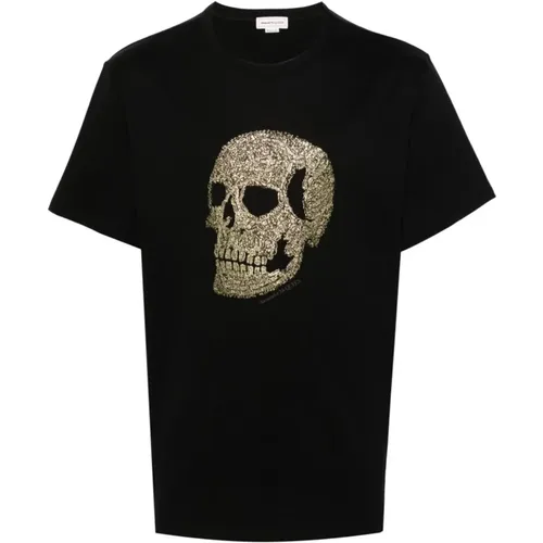 Golden Skull Print T-shirts and Polos , male, Sizes: L, M - alexander mcqueen - Modalova