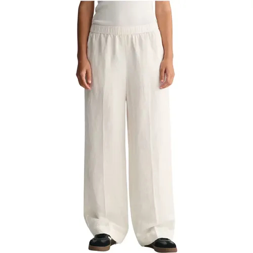Linen Blend Relaxed Fit Trousers , female, Sizes: M, XS, S - Gant - Modalova