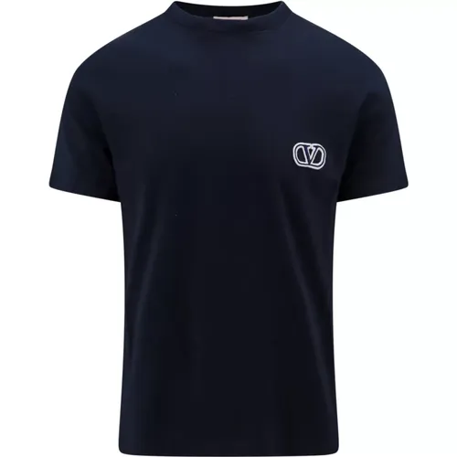 Blaues T-Shirt mit Rundhalsausschnitt - Valentino - Modalova