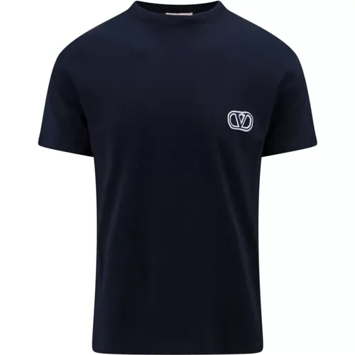 Blaues T-Shirt mit Rundhalsausschnitt , Herren, Größe: XL - Valentino - Modalova