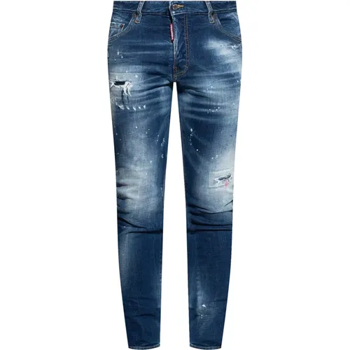 Skater Jeans with Stone-washed Denim and Paint Splatters , male, Sizes: M - Dsquared2 - Modalova