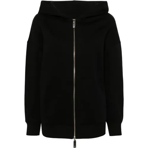 Schwarzer Logo-bestickter Klassik Hoodie Pullover , Damen, Größe: L - Max Mara - Modalova