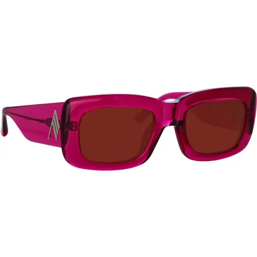 Transparente Rosa Rechteckige Sonnenbrille mit Braunen Gläsern , Damen, Größe: 52 MM - The Attico - Modalova