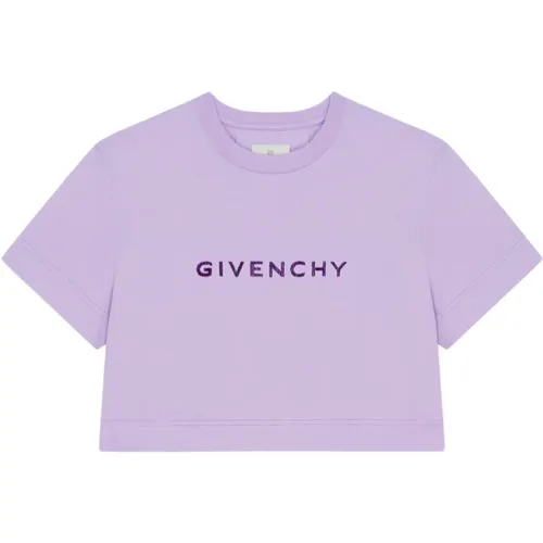 Lila Baumwoll T-Shirt mit Emblem - Givenchy - Modalova