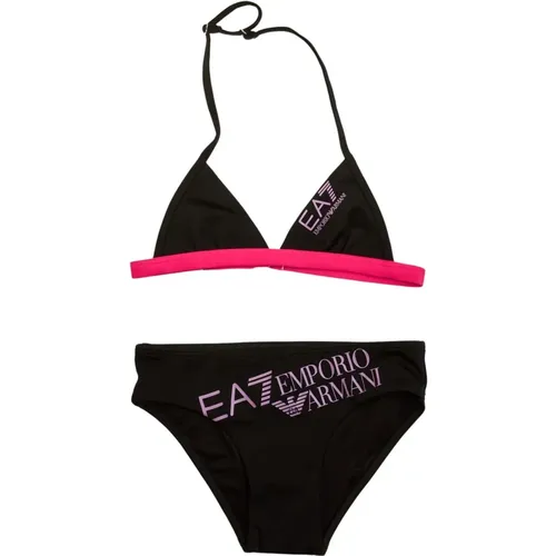 Schwarzes Bikini-Set mit Logo-Print - Emporio Armani EA7 - Modalova