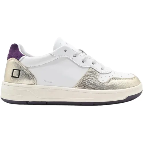 Laminierte Weiß-Platin Court Sneakers , Damen, Größe: 40 EU - D.A.T.E. - Modalova