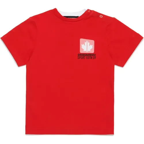 Zweifarbiges T-Shirt mit Blattgrafik - Dsquared2 - Modalova