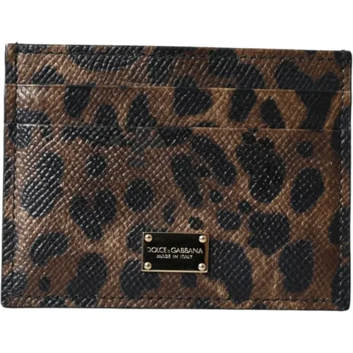 Leopard Logo Plaque Women Cardholder Wallet , female, Sizes: ONE SIZE - Dolce & Gabbana - Modalova