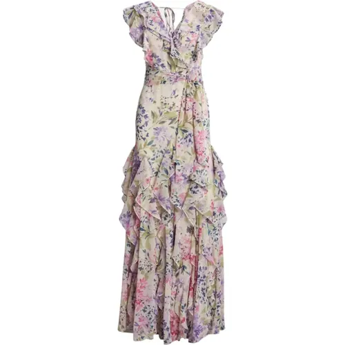 Blumiges Georgette-Kleid , Damen, Größe: 3XS - Ralph Lauren - Modalova