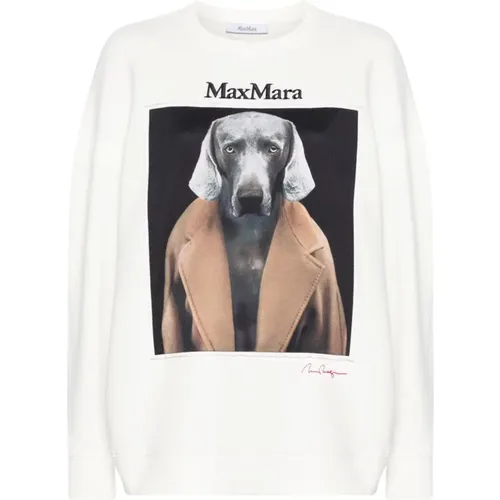 Beiger Pullover mit Logo-Print , Damen, Größe: S - Max Mara - Modalova