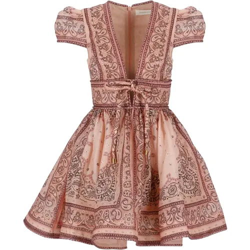 Linen and Silk Dress with Lace Detail , female, Sizes: S - Zimmermann - Modalova