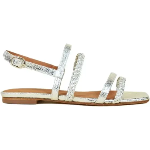 Champagne Leather Flat Sandals , female, Sizes: 5 UK, 8 UK, 6 UK, 3 UK, 7 UK - Anaki - Modalova