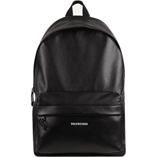 Leather Backpack with Front Zip Pocket , male, Sizes: ONE SIZE - Balenciaga - Modalova