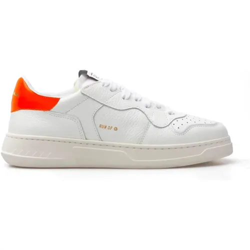 Classic Leather Sneakers with Orange Inserts , female, Sizes: 6 UK, 4 UK, 5 UK, 7 UK, 3 UK, 8 UK - RUN OF - Modalova