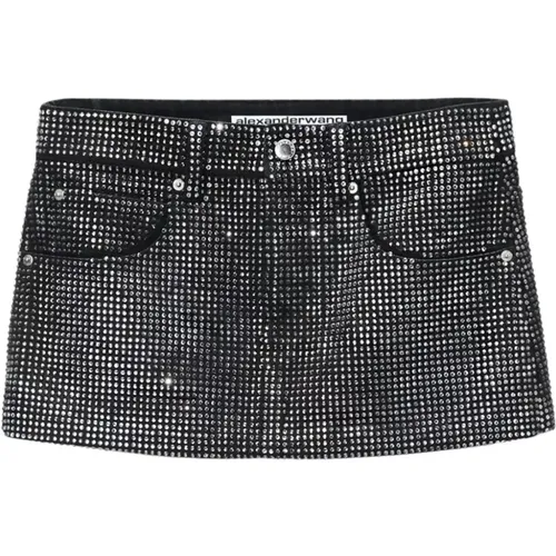 Crystal Distressed Mini Skirt , female, Sizes: W25, W27, W26 - alexander wang - Modalova