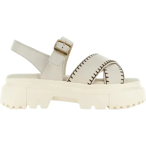 Cremefarbene Sandalen für Sommeroutfits , Damen, Größe: 37 1/2 EU - Hogan - Modalova