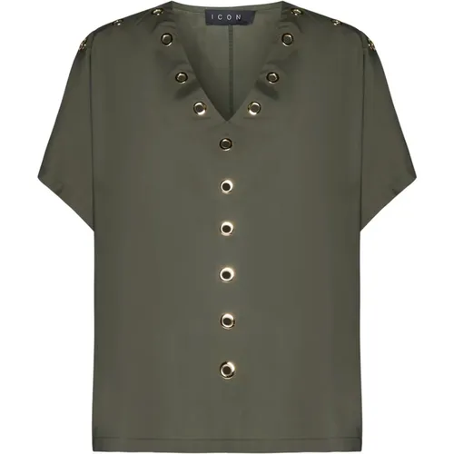 Icona Military Shirt Blouse , female, Sizes: L, S, XS, M - Kaos - Modalova