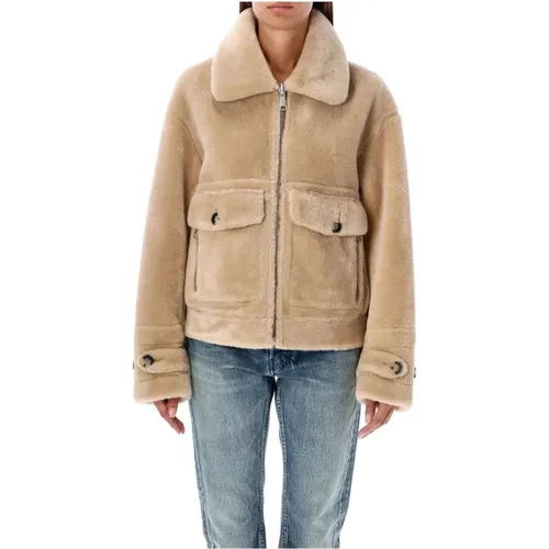 Reversible Shearling Aviator Peacoat Camel , female, Sizes: L, M, XL - Urbancode - Modalova