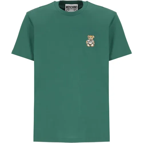 Grünes T-Shirt mit Teddybär-Logo , Herren, Größe: L - Moschino - Modalova