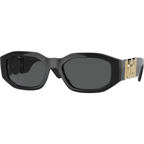 Stilvolle Sonnenbrille mit dunkelgrauen Gläsern , Herren, Größe: 53 MM - Versace - Modalova
