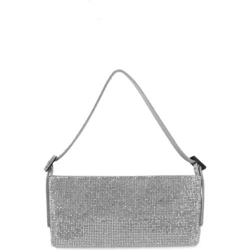 Silver Rhinestone Handbag with Zip Fastening , female, Sizes: ONE SIZE - Benedetta Bruzziches - Modalova