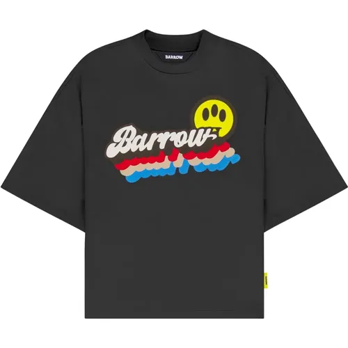 Baumwoll-Jersey T-Shirt mit mittelhohem Kragen , unisex, Größe: M - Barrow - Modalova