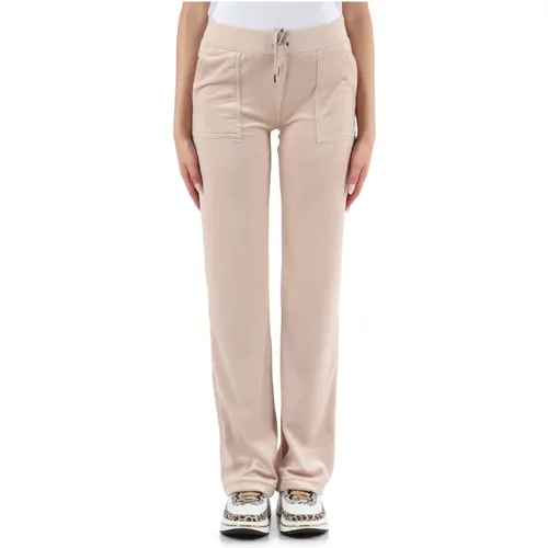 Velvet Sporty Pants with Front Logo Embroidery , female, Sizes: S, XS, L - Juicy Couture - Modalova