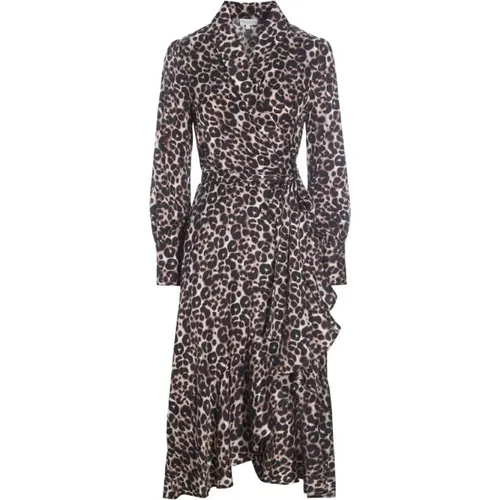 Stretch Silk Wrap Dress - Leopard Soil , female, Sizes: XL - Dea Kudibal - Modalova