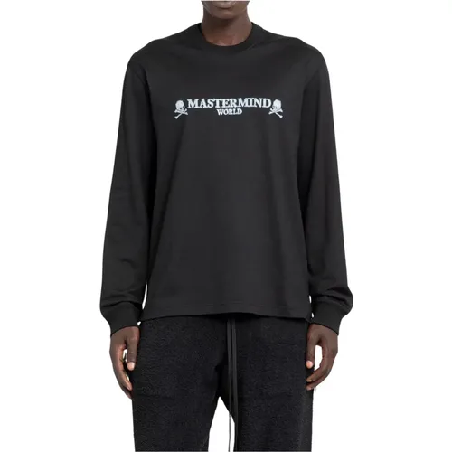 Schwarzes Langarm-T-Shirt mit Logo , Herren, Größe: L - Mastermind World - Modalova