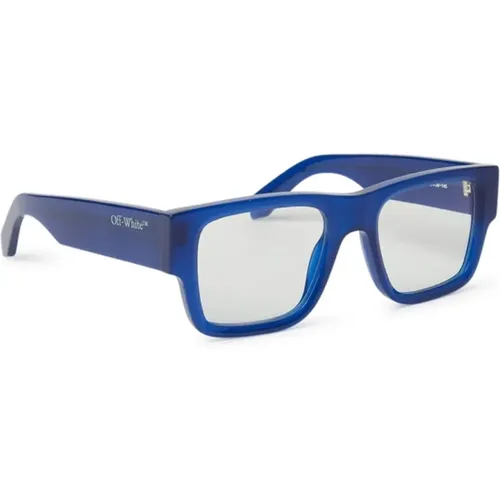 Bold Rectangular Block Glasses , unisex, Sizes: 52 MM - Off White - Modalova