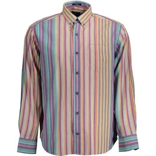 Hellblaues Baumwollhemd mit Kontrastdetails , Herren, Größe: M - Gant - Modalova