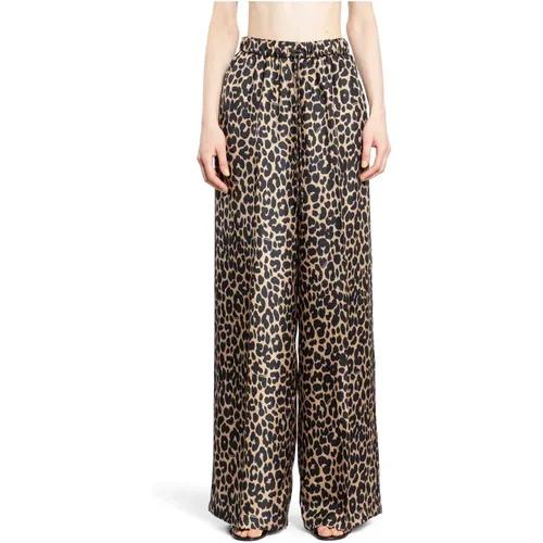 Leopardenmuster High-Waisted Wide Leg Hose , Damen, Größe: S - Max Mara - Modalova