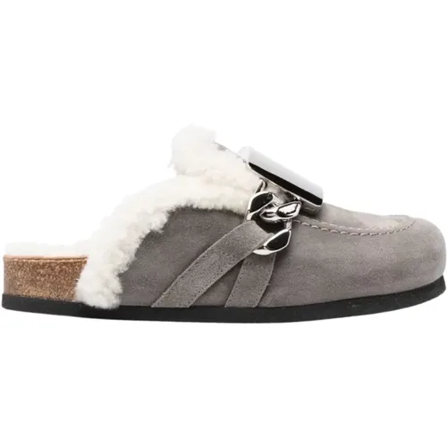 Graue Loafers aus Wildleder mit Schnallendetails , Damen, Größe: 37 EU - JW Anderson - Modalova