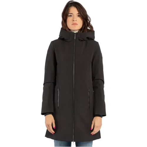 Schwarze Tech Softshell Daunenparka , Damen, Größe: S - Woolrich - Modalova