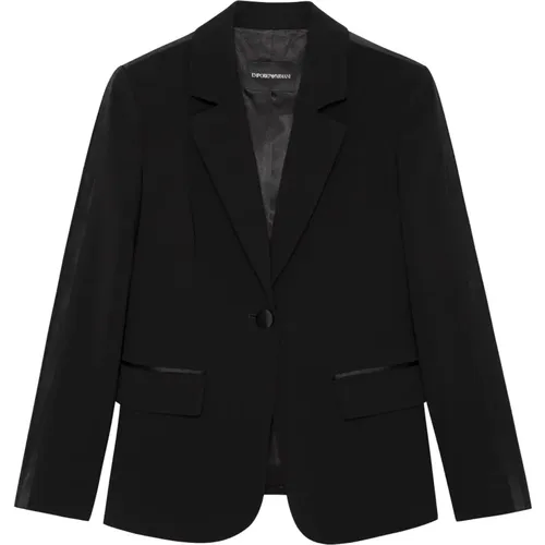 Lined Smoking Jacket with Satin Inserts , female, Sizes: XS - Emporio Armani - Modalova
