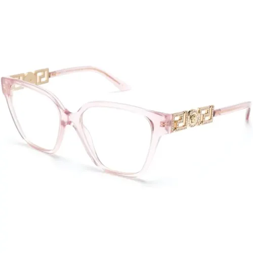 Rosa Optische Brille, Stilvoll und Vielseitig,Braun/Havanna Optische Brille, Stilvoll und Vielseitig,Schwarze Optische Brille mit Zubehör - Versace - Modalova