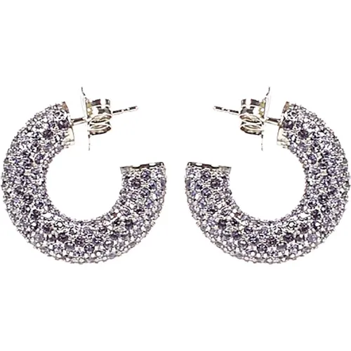 Lilac Swarovski Crystal Hoop Earrings , female, Sizes: ONE SIZE - Amina Muaddi - Modalova