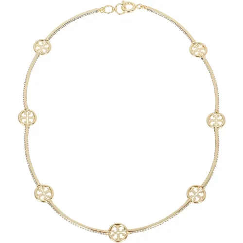 Gold Kristall Pave Halskette , Damen, Größe: ONE Size - TORY BURCH - Modalova