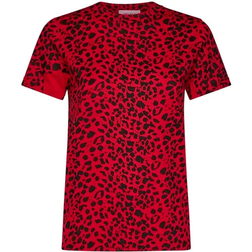 Rotes Leopardenmuster Tailliertes T-Shirt , Damen, Größe: S - alexander mcqueen - Modalova