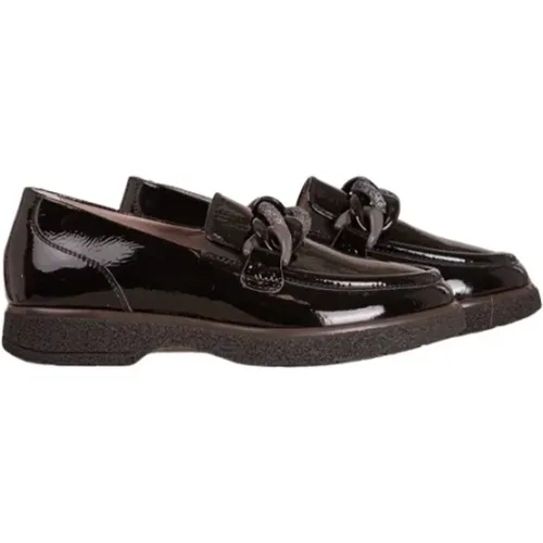 Schwarzer Loafer mit Ketten-Detail , Damen, Größe: 36 EU - DL Sport - Modalova