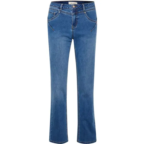 Straight Leg Jeans - Mid Denim , Damen, Größe: W25 L32 - Cream - Modalova