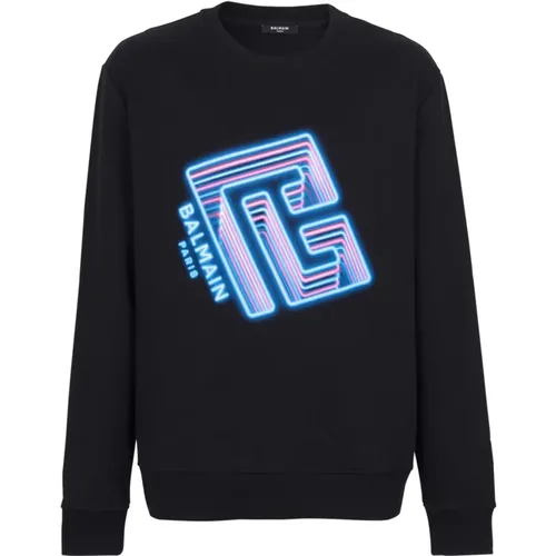 Sweatshirt mit Neon Logo-Print,Sweatshirt mit Neon-Logo-Print - Balmain - Modalova